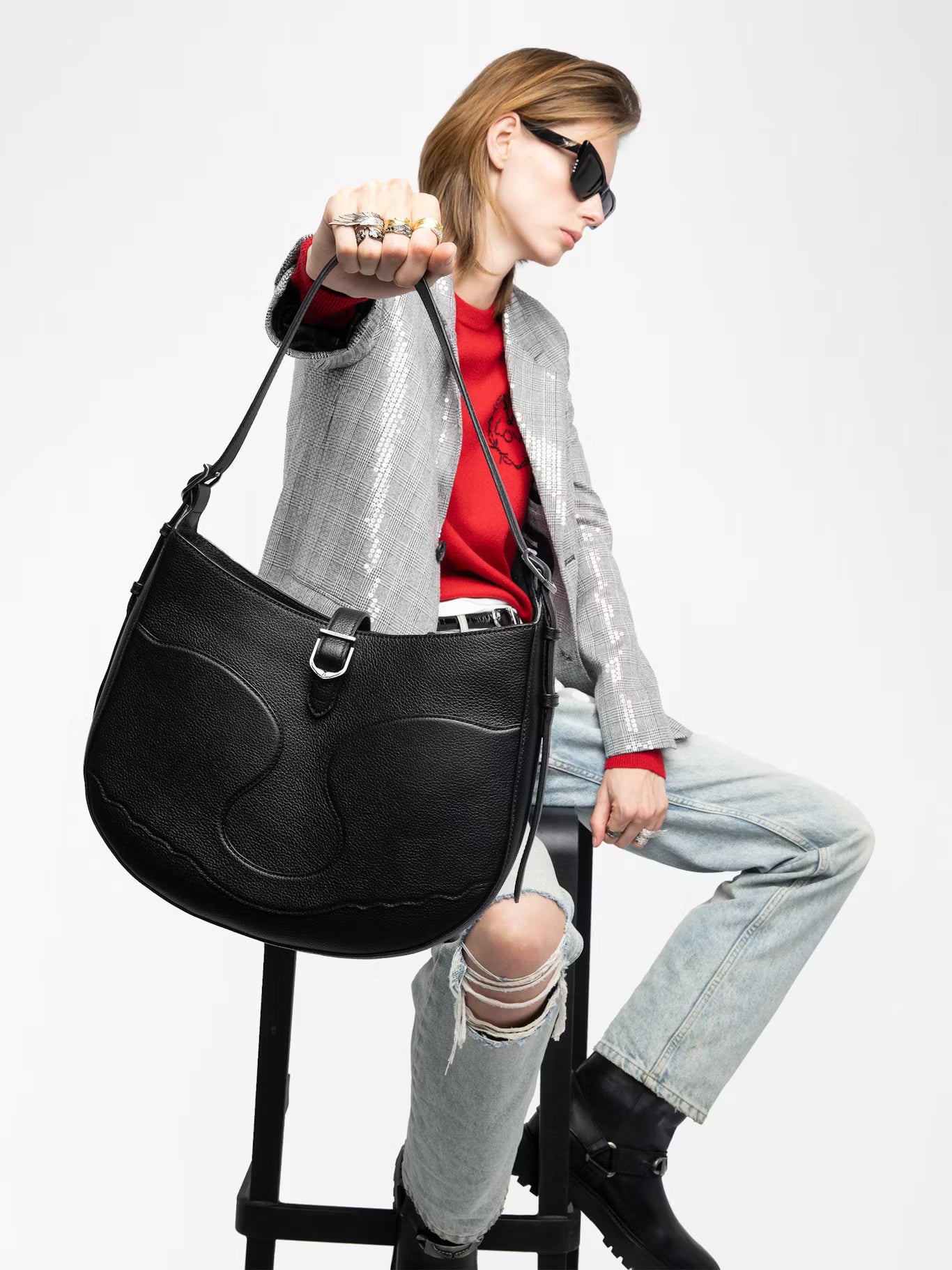 MOONRISE HOBO GRAINED LEATHER